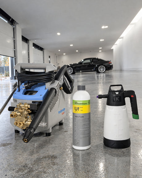 Detailing1 Winterlager — Kränzle K 1050 P, Koch-Chemie Ultra Foam Uf und iK Sprayers iK Foam Pro 2 in der Halle