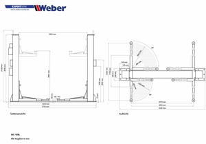 2-Säulen Hebebühne "SJC-10XL" Weber-Expert-Serie bis 4500kg